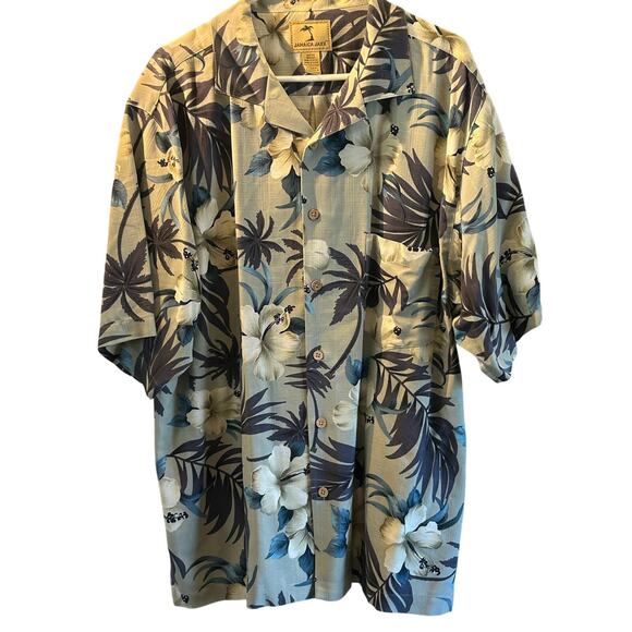 Jamaica Jaxx silk Hawaiian shirt Large tropical travel Beachy - Picture 1 of 5